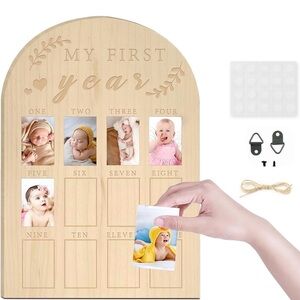 My First Year Wooden Baby Photo Frame - Natural Wood